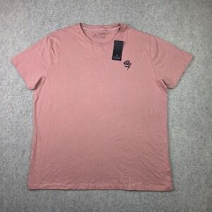 Public Record Knitwear‎ T-Shirt Mens 2XL Pink Short Sleeve Rose Embroidered NEW
